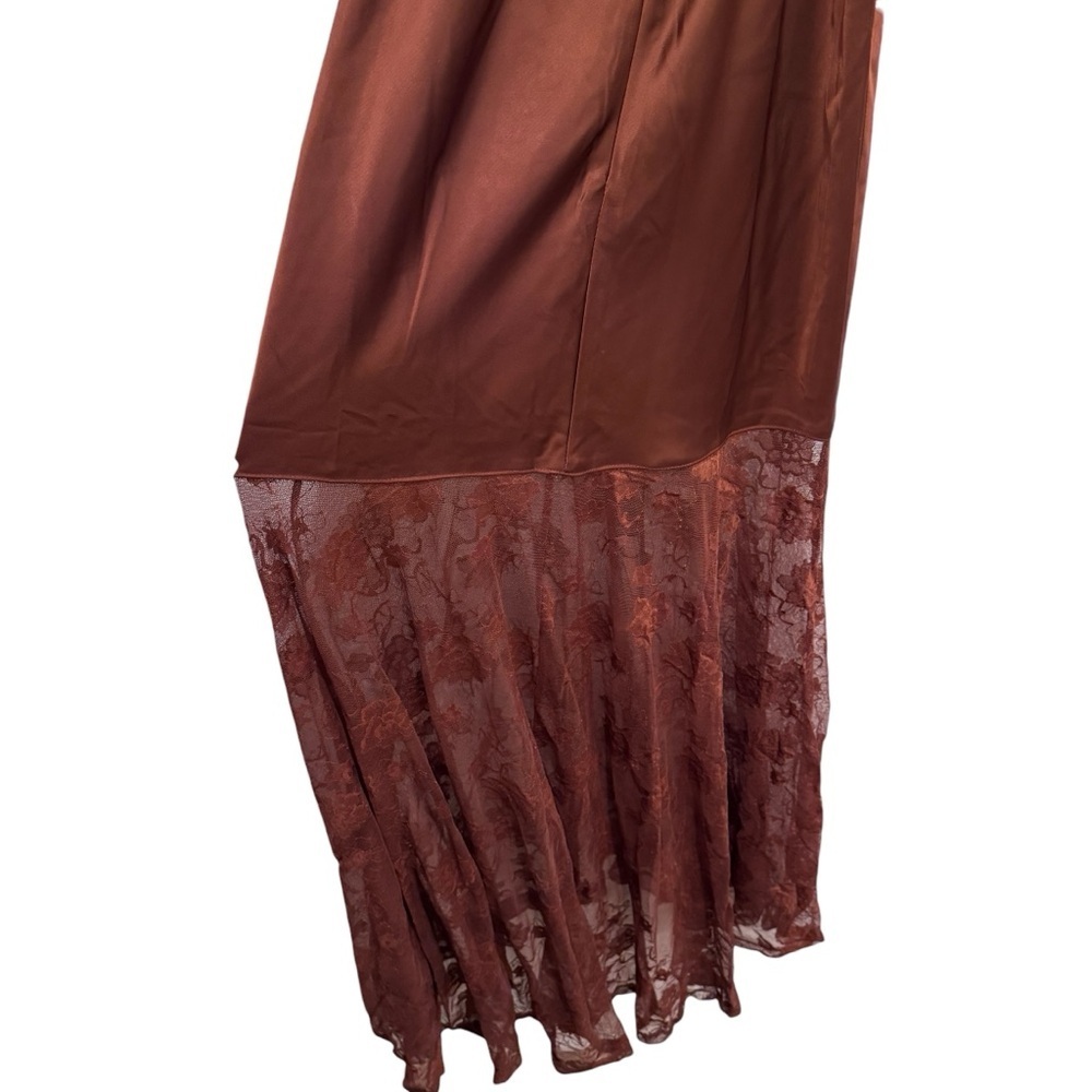 Hello Molly Maxi Dress Lace Strappy Wedding Formal Chic Umber Brown Sz M - Picture 6 of 13